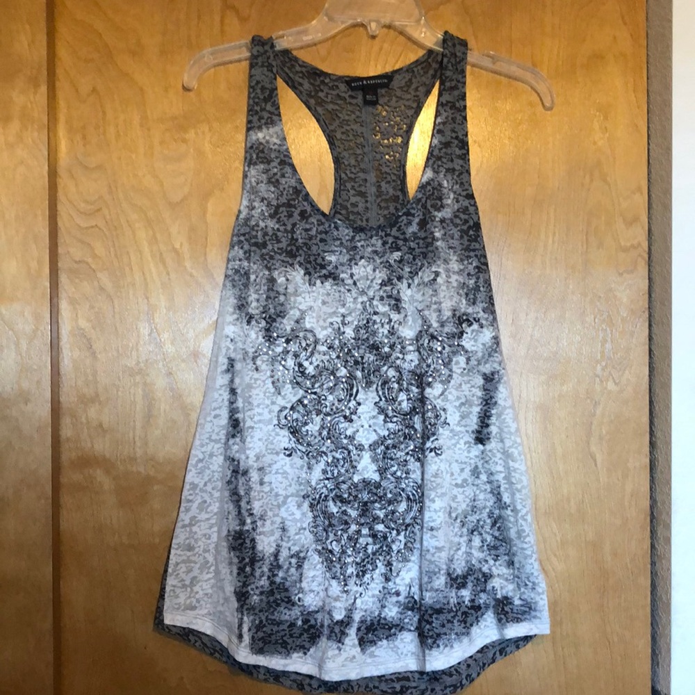 Ladies tank top, Rock & Republic, medium, black & gray
